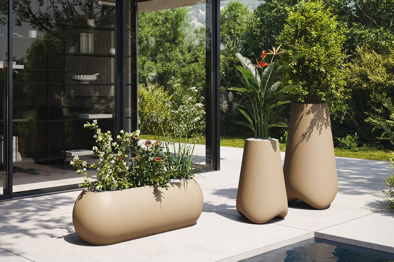Jardinières PAL de VONDOM sur une terrasse