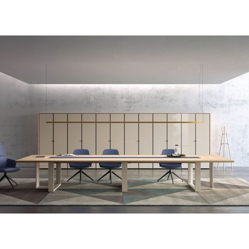 Table de conférence ARCHE avec insert cuir 480 cm BRALCO