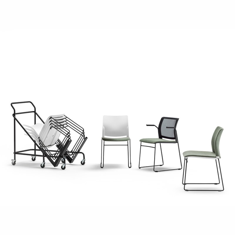 Chaise empilable AREA dossier résille avec accoudoirs BRALCO