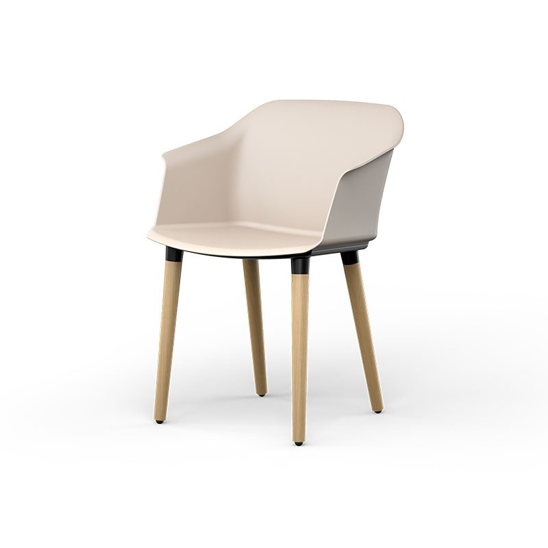 Fauteuil coque SCOTT 4 pieds bois EOL