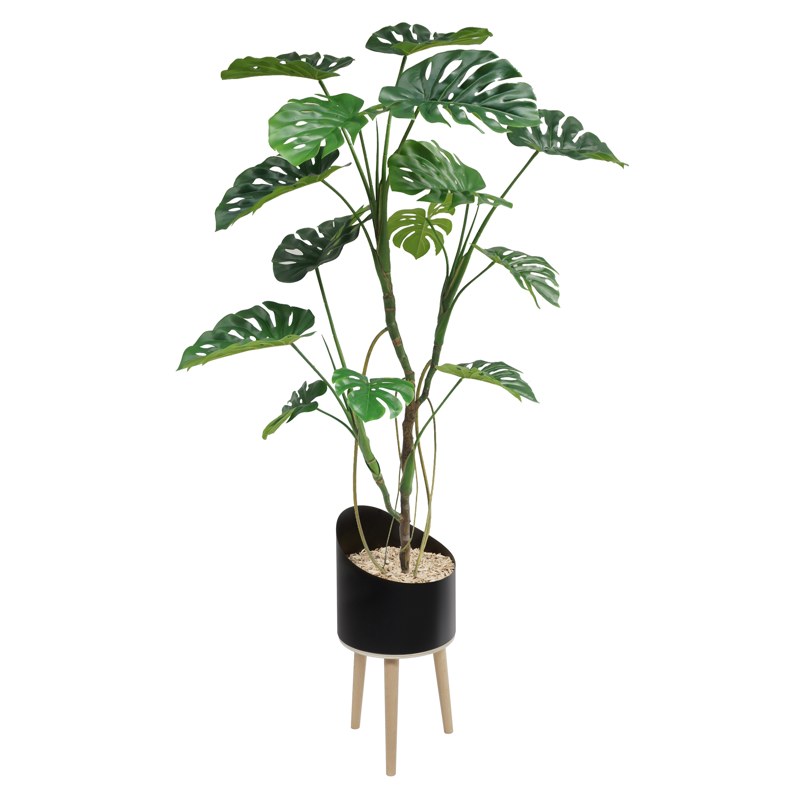 Bac métal VAGUE sur pieds bois PHILODENDRON - GENEXCO