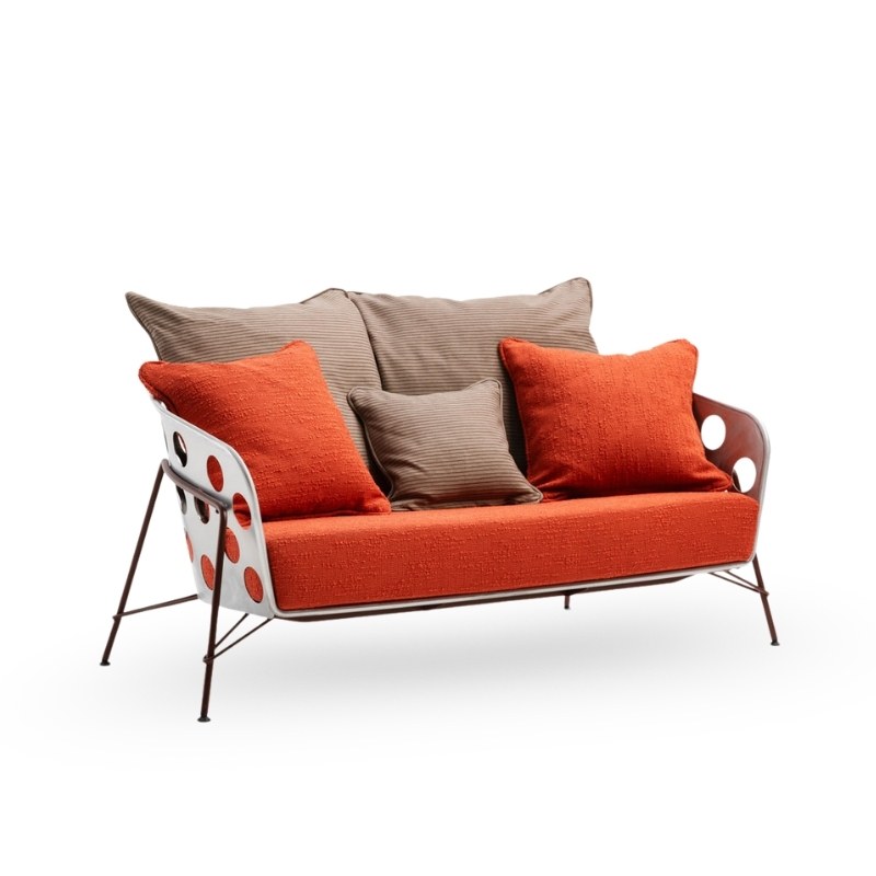 Canapé BOLLE en tissu, pieds métal - MIDJ