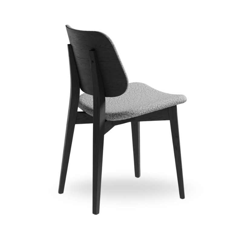 Chaise JOE en tissu, dos bois, pieds bois - MIDJ