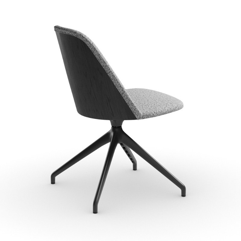Chaise LEA en tissu, dos bois, pivotante à retour automatique - MIDJ