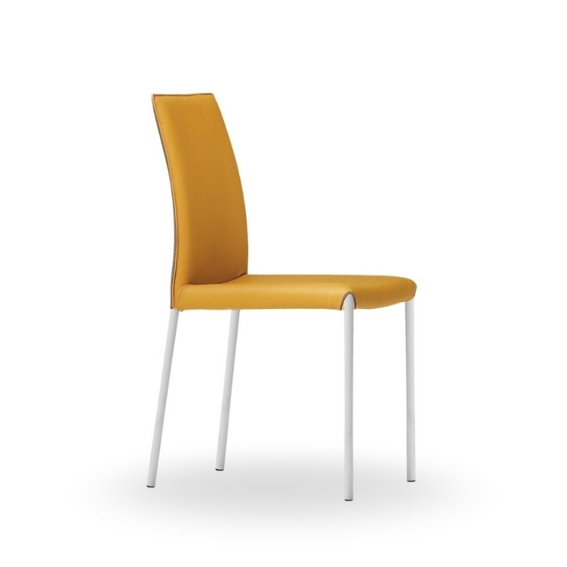 Chaise NUVOLA en tissu, pieds métal, dossier bas - MIDJ