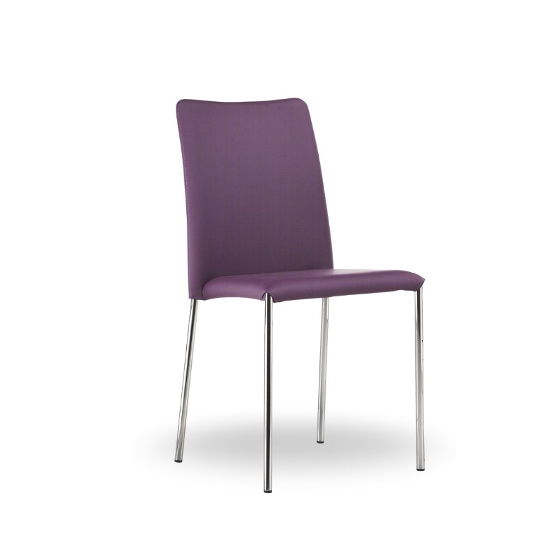 Chaise SILVY en tissu, pieds métal, dossier bas - MIDJ