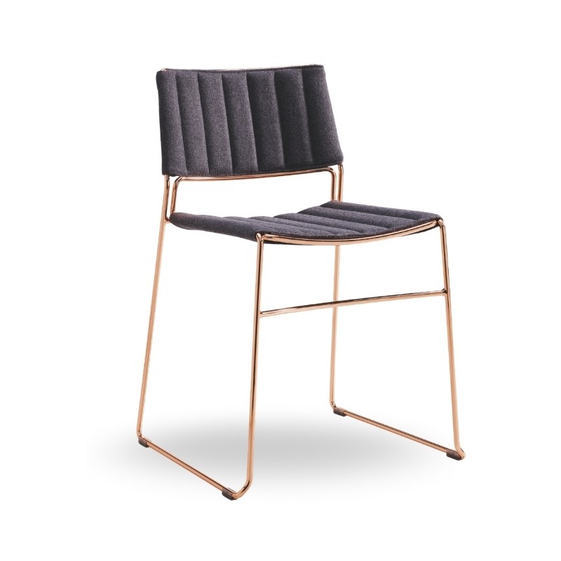 Chaise SLIM en tissu, pieds métal - MIDJ