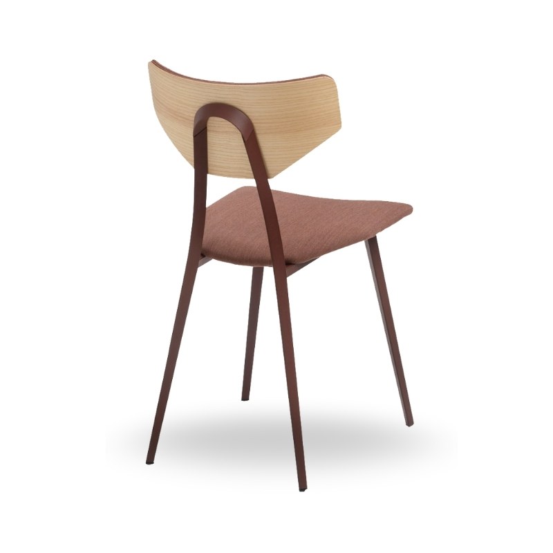 Chaise TOSCA en tissu, dos bois, pieds métal - MIDJ