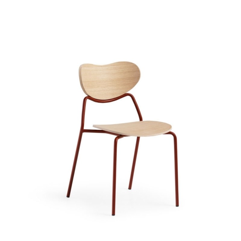 Chaise VIDA coque bois, pieds métal - MIDJ