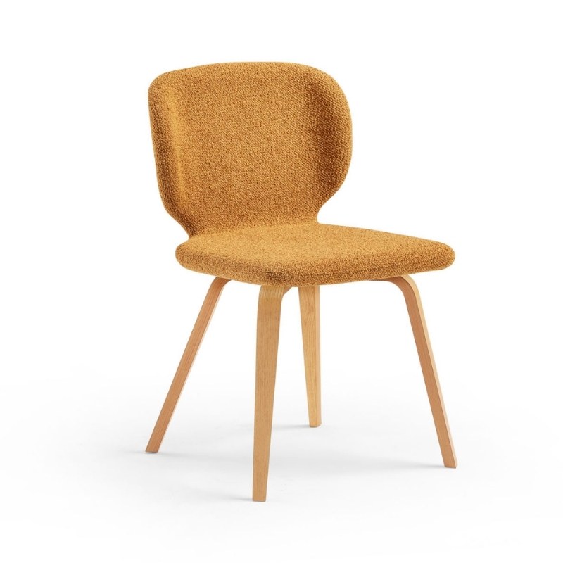 Chaise WRAP.1 en tissu, pieds bois - MIDJ