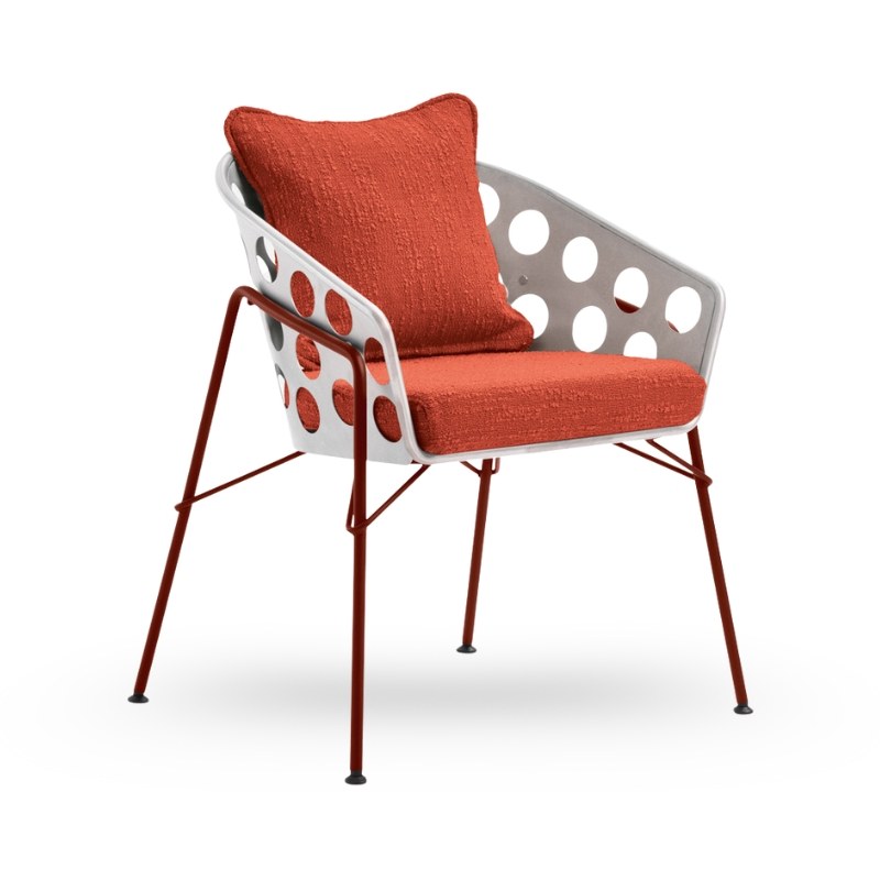 Fauteuil BOLLE en tissu, pieds métal - MIDJ