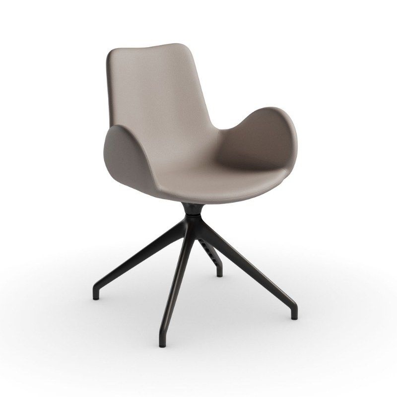 Fauteuil DALIA en tissu, pivotant, accoudoirs bas - MIDJ