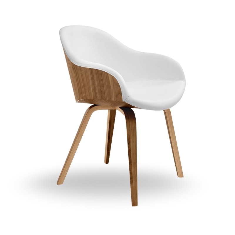 Fauteuil DANNY en tissu, pieds bois, accoudoirs bas - MIDJ