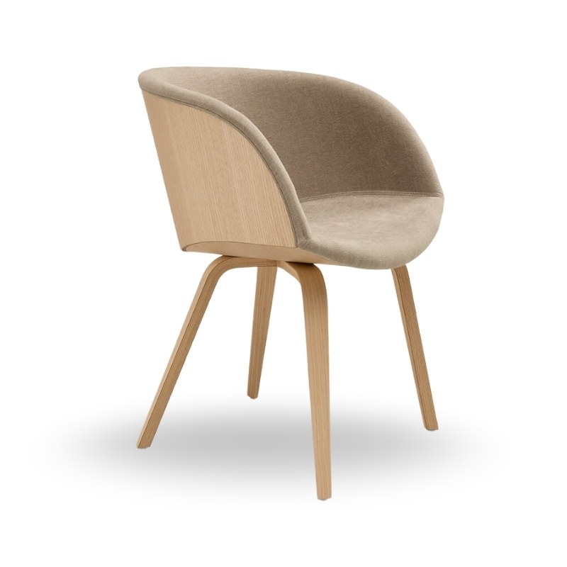 Fauteuil DANNY en tissu, pieds bois - MIDJ