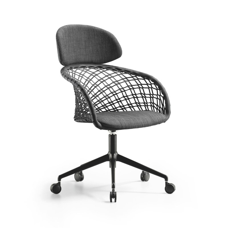 Fauteuil de bureau P47 en tissu, dossier haut - MIDJ