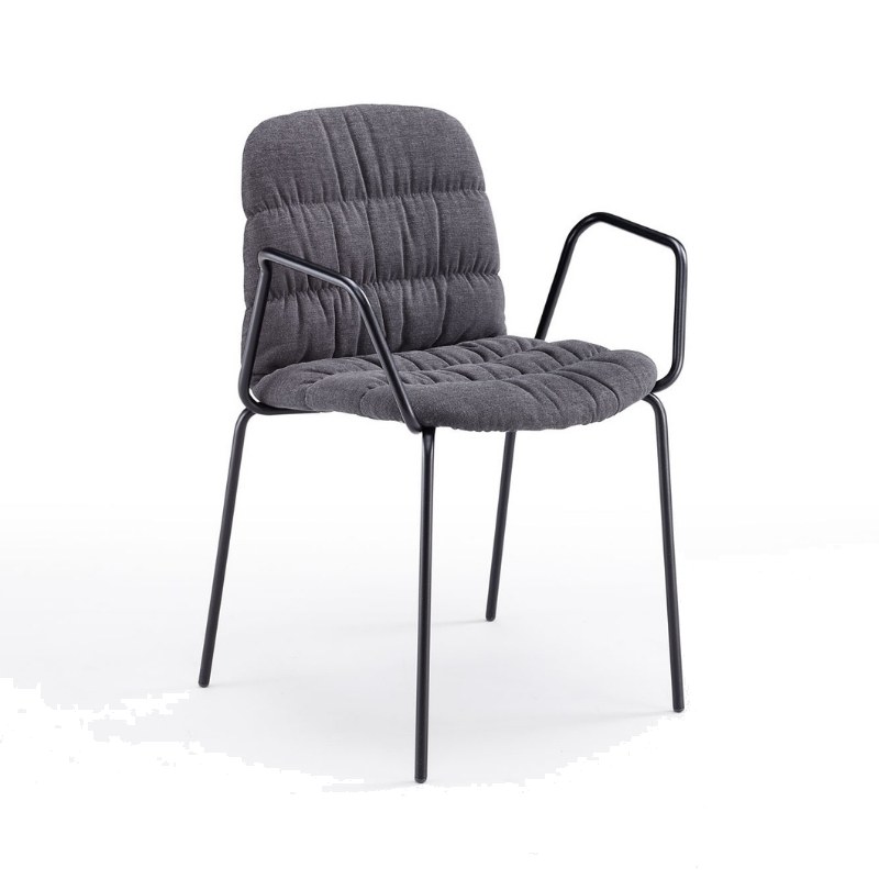 Fauteuil LIÙ en tissu plissé, pieds métal - MIDJ