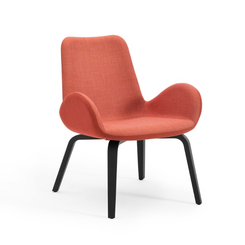 Fauteuil lounge DALIA en tissu, pieds bois - MIDJ