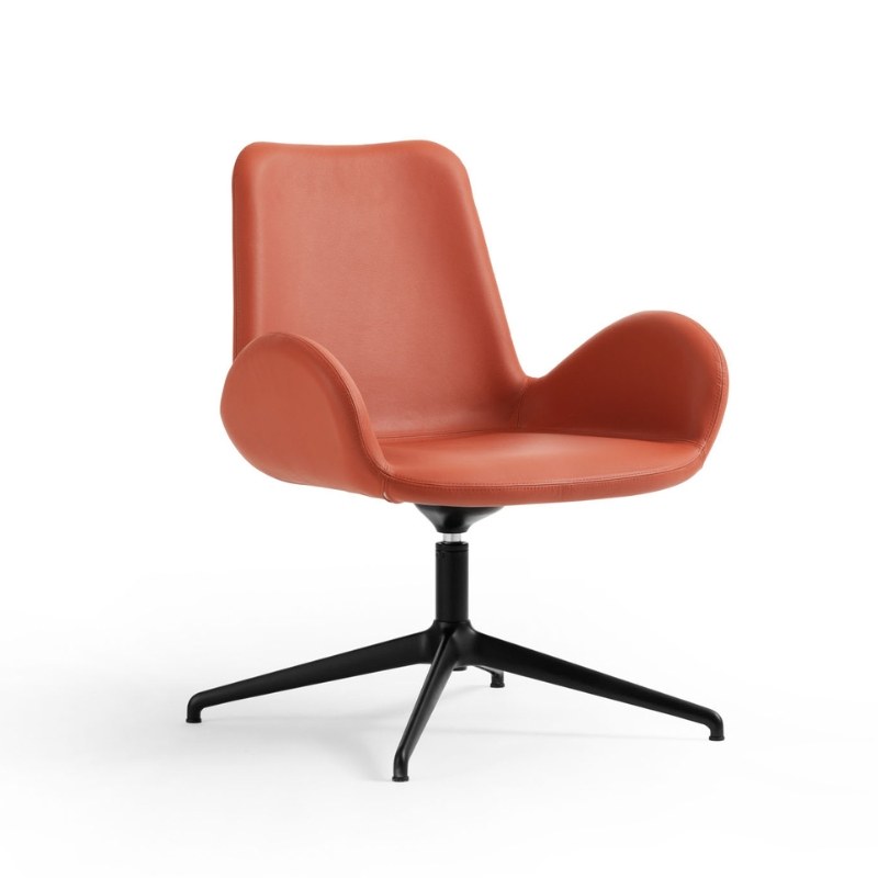 Fauteuil lounge DALIA en tissu, pivotant à retour automatique - MIDJ