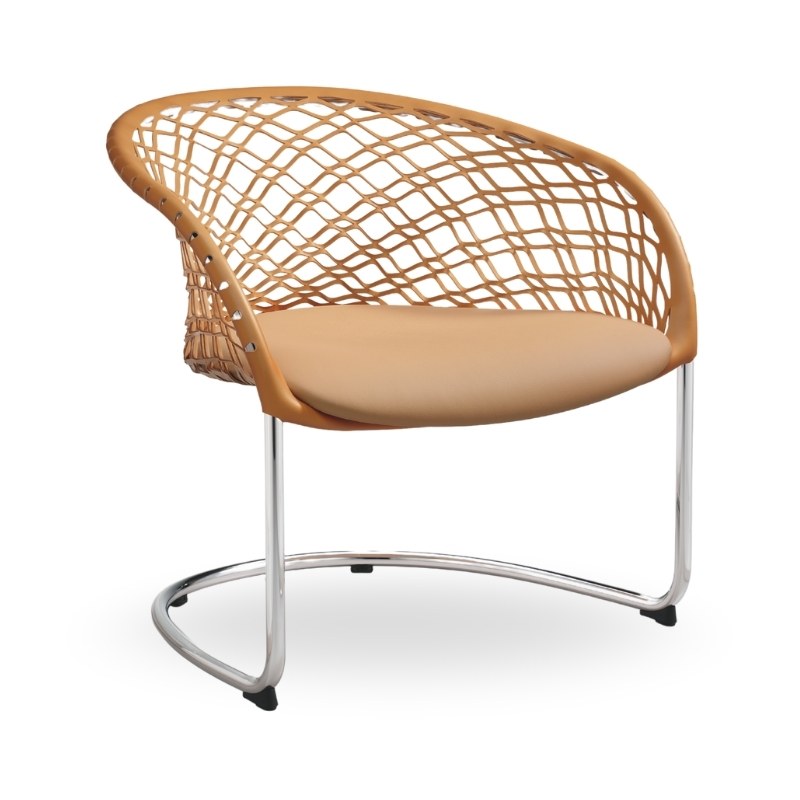 Fauteuil lounge P47 en tissu, pieds métal - MIDJ