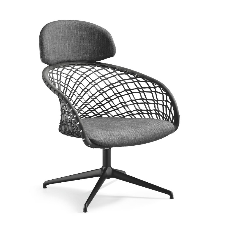 Fauteuil lounge P47 en tissu, pivotant, dossier haut - MIDJ