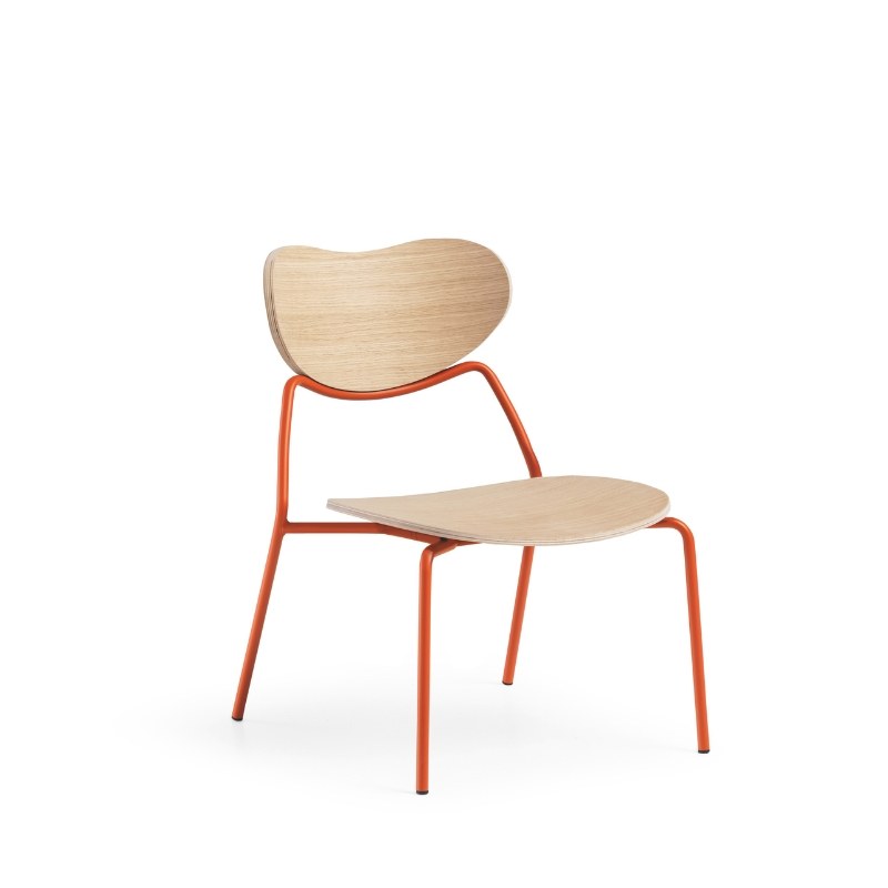 Fauteuil lounge VIDA coque bois, pieds métal - MIDJ