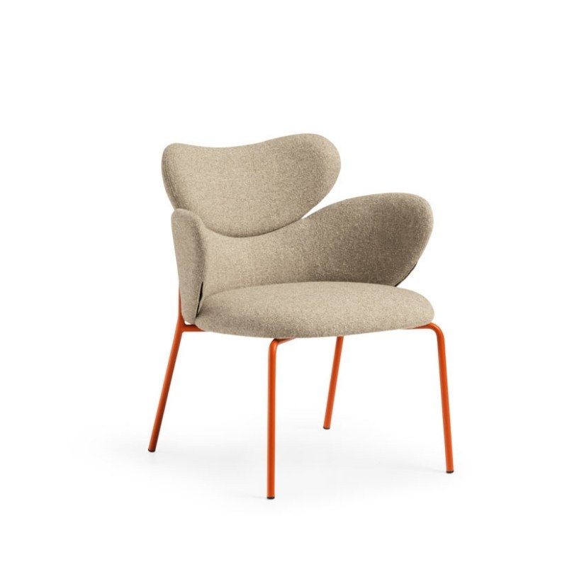 Fauteuil lounge VIDA en tissu, pieds métal, avec accoudoirs - MIDJ