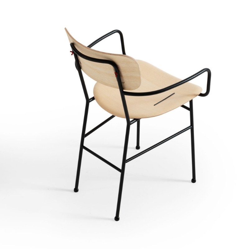 Fauteuil PIUMA coque bois, pieds métal - MIDJ