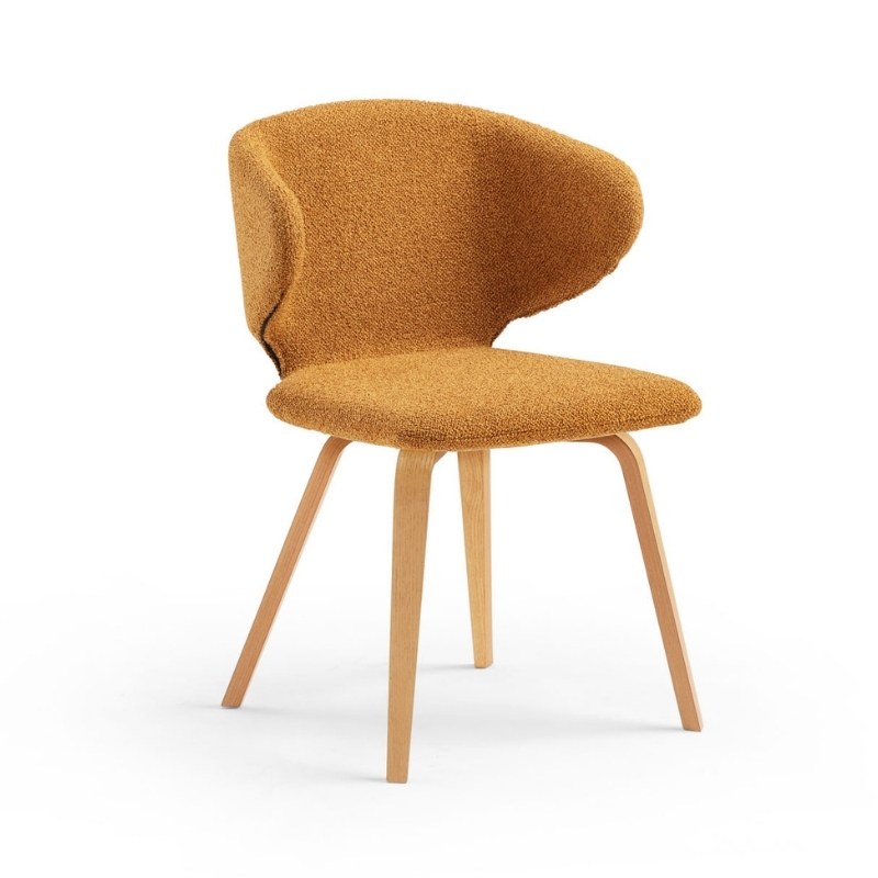 Fauteuil WRAP.1 en tissu, pieds bois - MIDJ