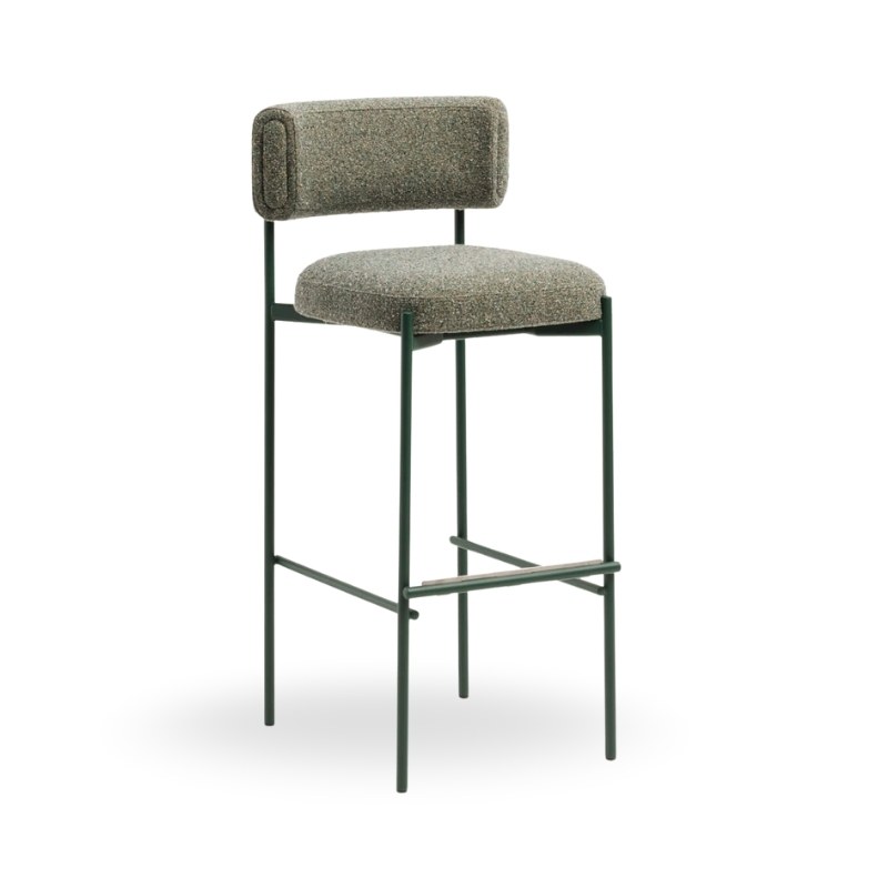Tabouret AMELIE en tissu, pieds métal - MIDJ