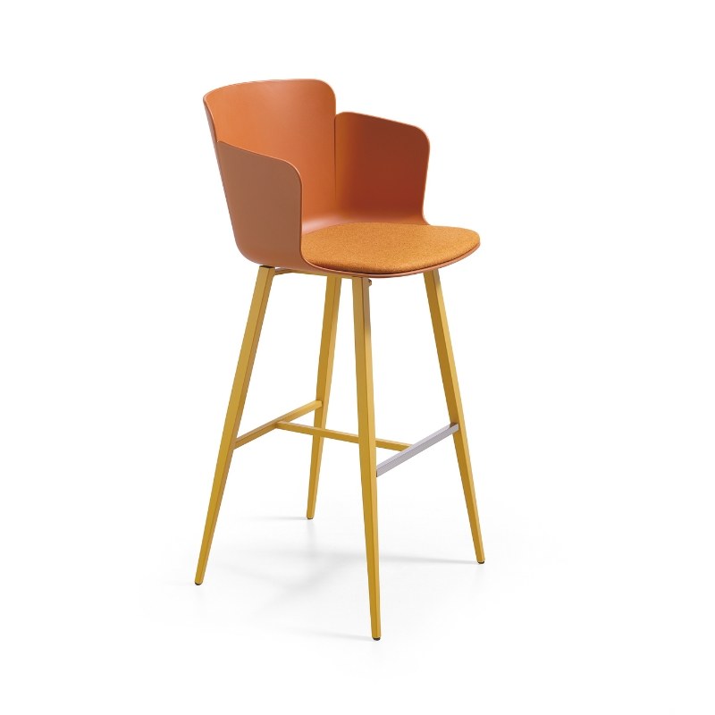 Tabouret CALLA en polypropylène et tissu, avec accoudoirs - MIDJ