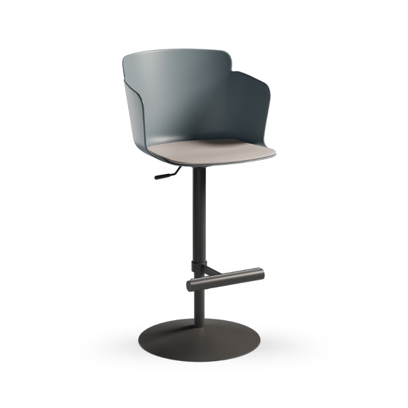 Tabouret CALLA en polypropylène et tissu, pivotant réglable, avec accoudoirs - MIDJ