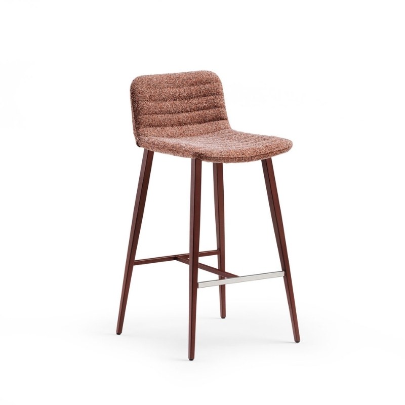 Tabouret COVER.1 en tissu, pieds métal coniques - MIDJ
