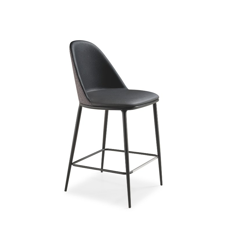 Tabouret LEA DELUXE en tissu, pieds métal - MIDJ