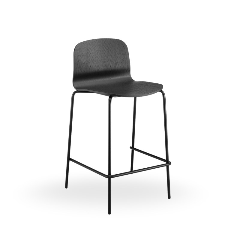 Tabouret LIÙ coque bois, pieds métal - MIDJ