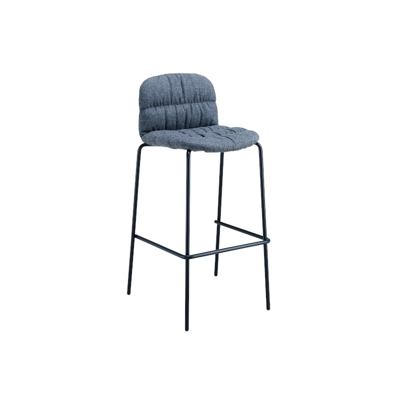 Tabouret LIÙ en tissu plissé, pieds métal - MIDJ