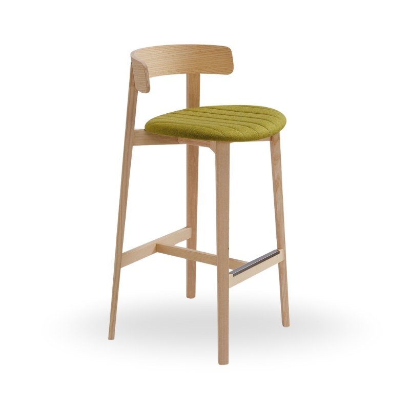 Tabouret MAYA en tissu, pieds bois - MIDJ