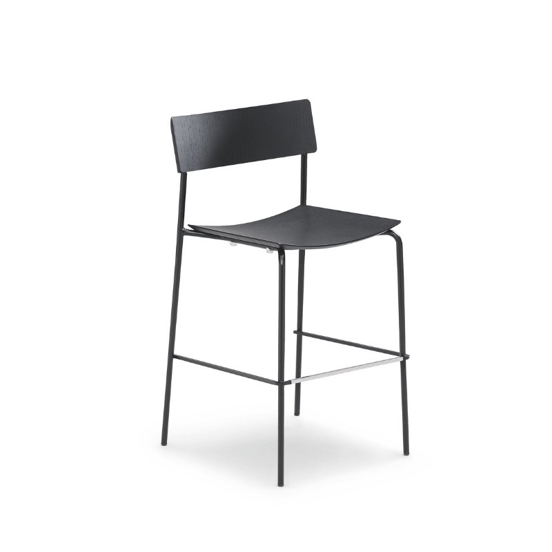 Tabouret MITO coque bois, pieds métal - MIDJ