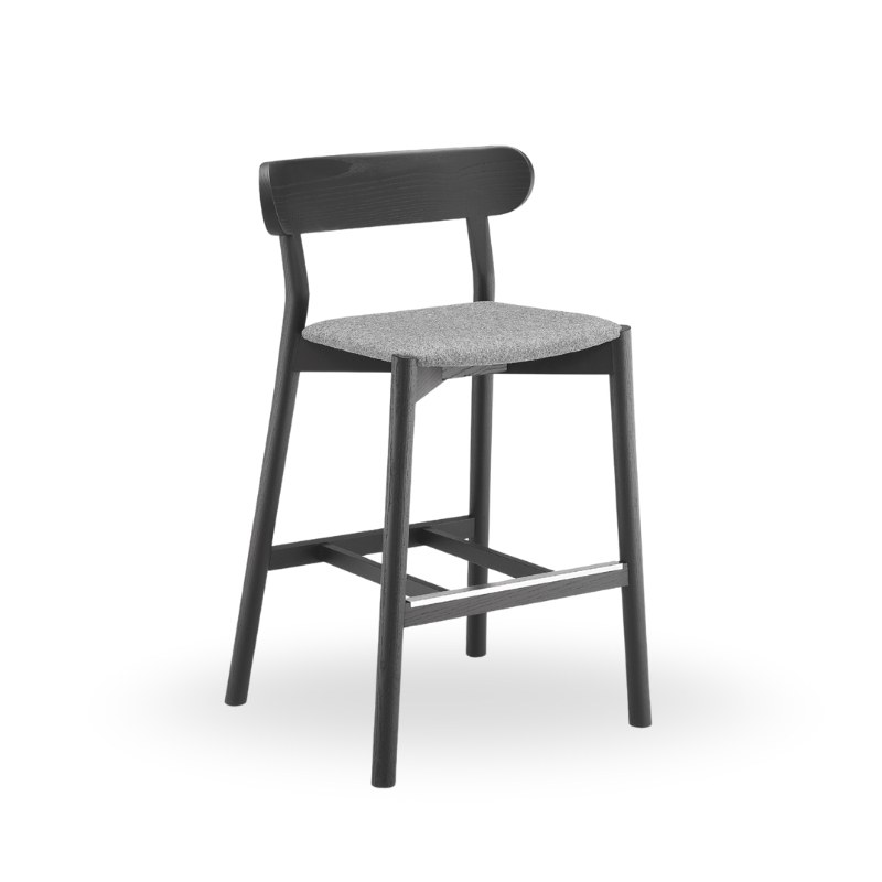 Tabouret MONTERA en tissu, pieds bois - MIDJ