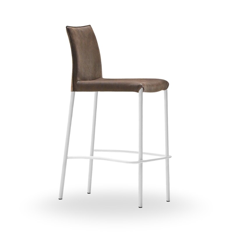 Tabouret NUVOLA en tissu, pieds métal - MIDJ