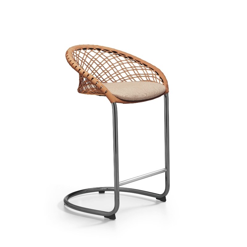 Tabouret P47 en tissu, pieds métal - MIDJ
