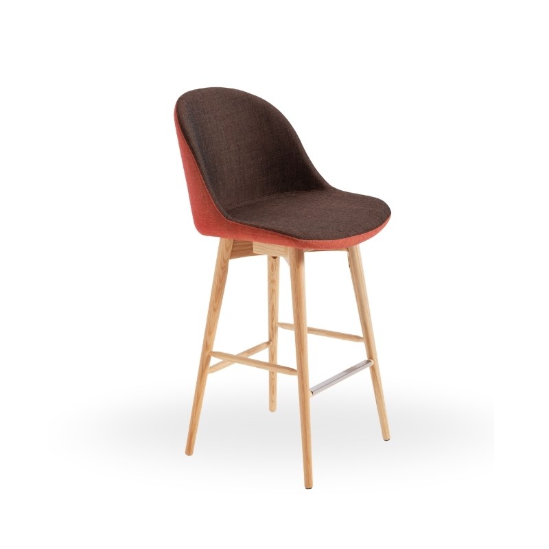 Tabouret SONNY en tissu, pieds bois - MIDJ