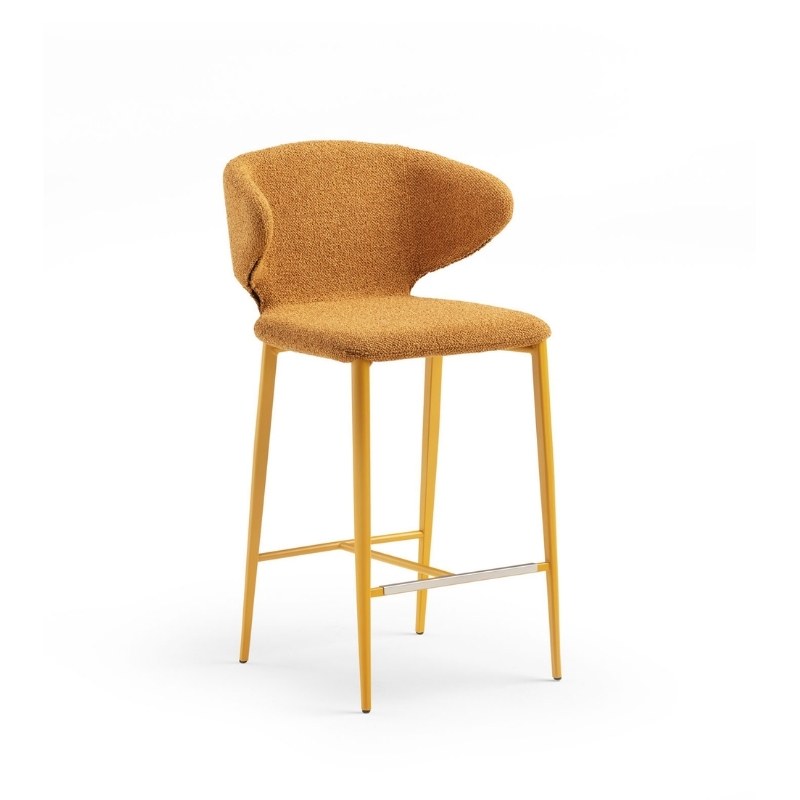 Tabouret WRAP.1 en tissu, pieds métal, avec accoudoirs - MIDJ