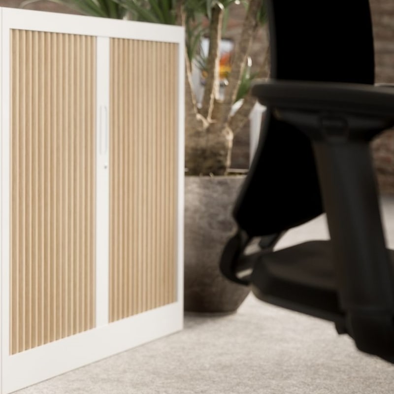 Armoire basse à rideau bicolore CLASSIF