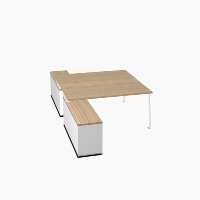 Bureau bench 2 postes sur meuble retour OGI M