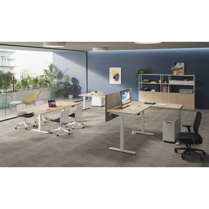 Bureau réglable en hauteur avec retour ENVOL EVO