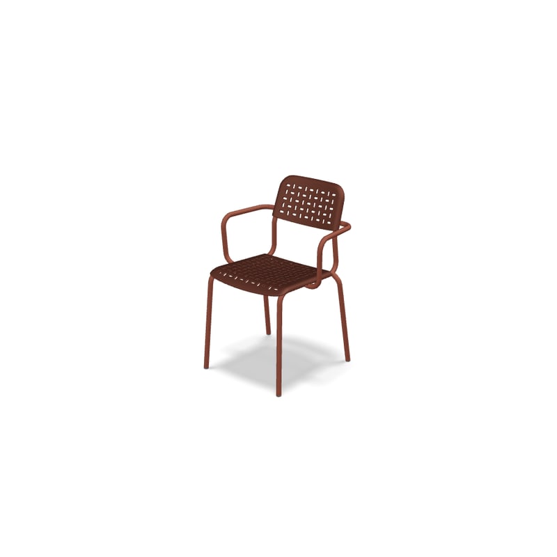 Chaise avec accoudoirs Tube 4 pieds - brique