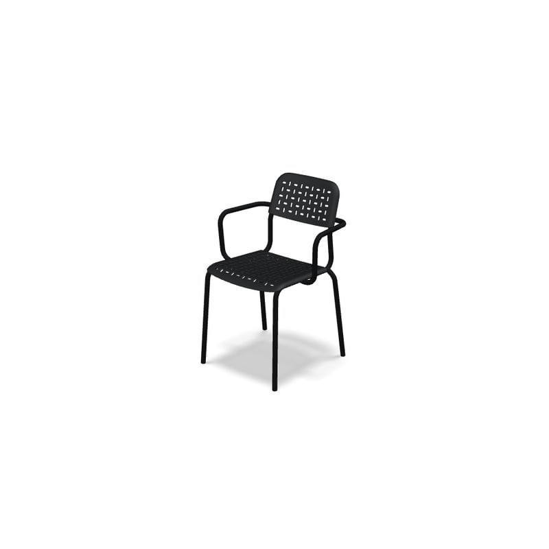 Chaise avec accoudoirs Tube 4 pieds - noir