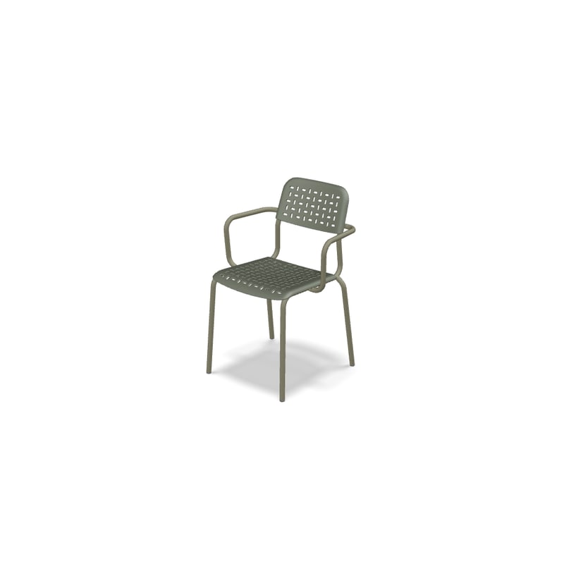 Chaise avec accoudoirs Tube 4 pieds - olive