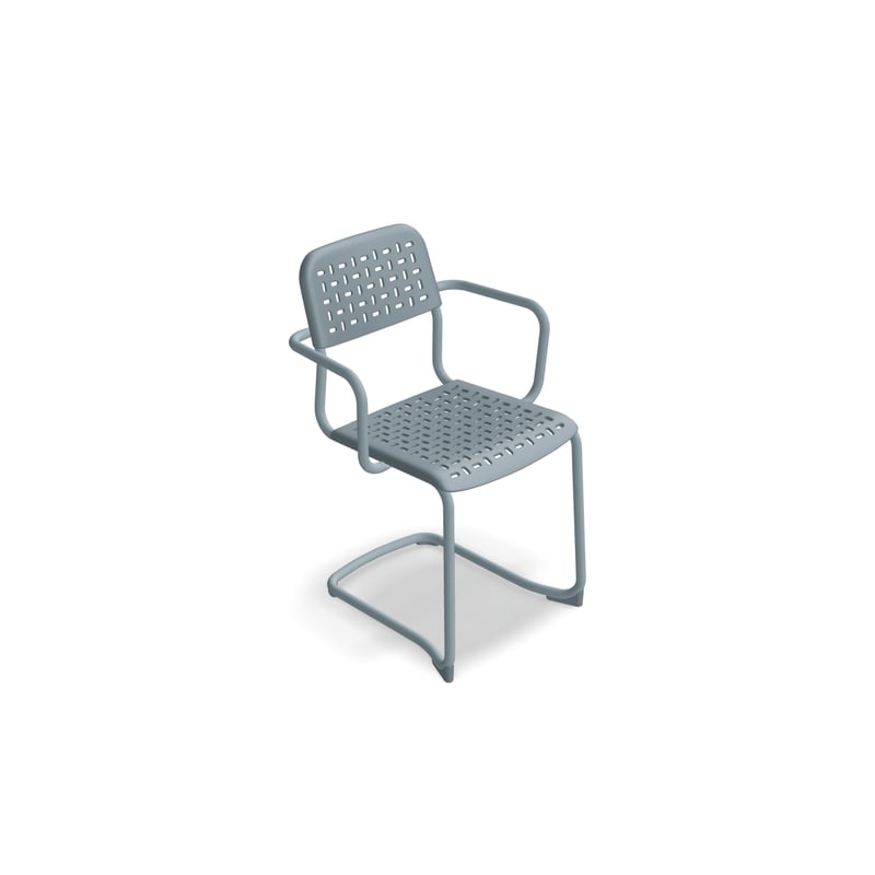 Chaise avec accoudoirs TUBE base luge - bleu