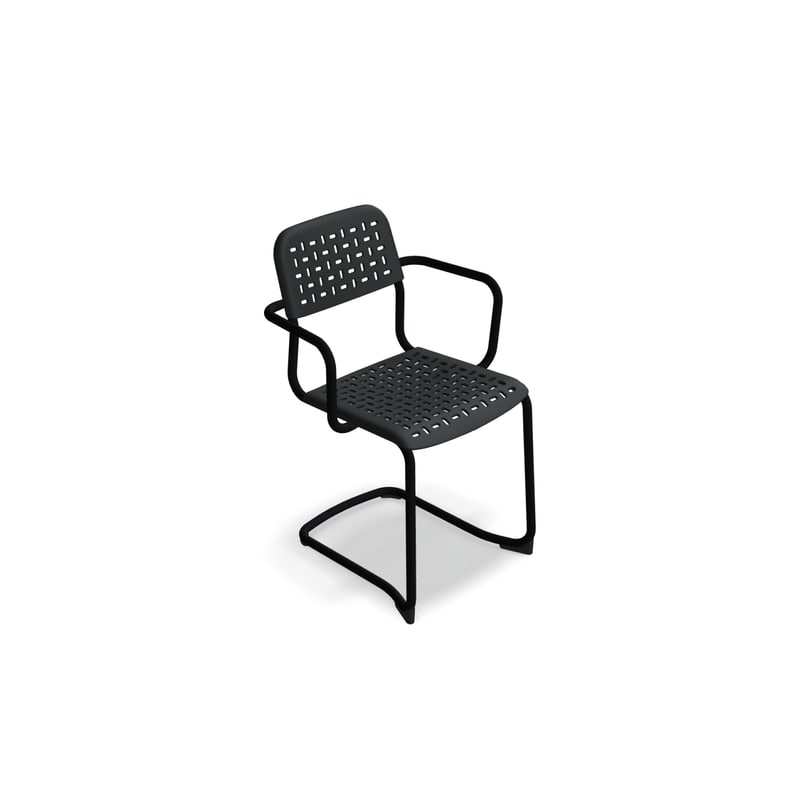 Chaise avec accoudoirs TUBE base luge - noir